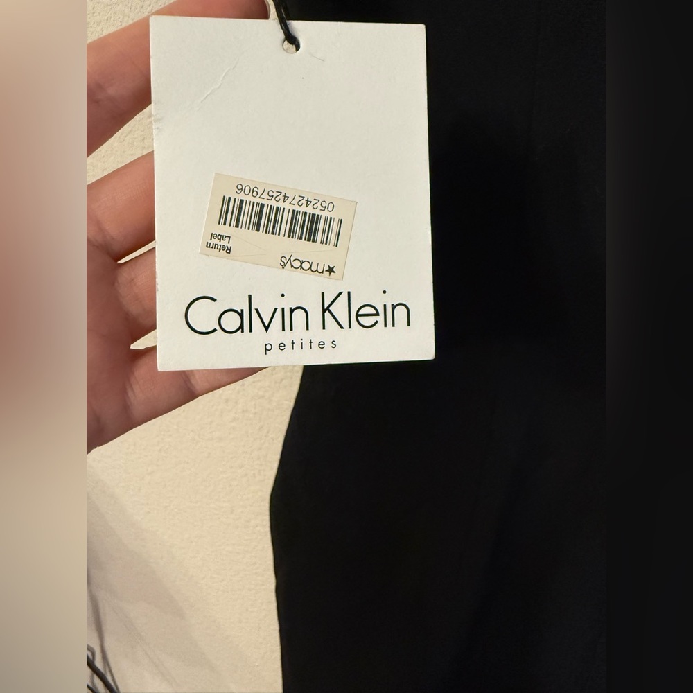 NWT Calvin Klein Cap Sleeve Black Bodycon Sheath Midi Dress Size 2P - Picture 7 of 10